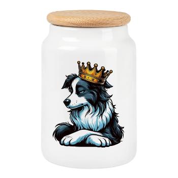 Border Collie Propriétaire Collie Amant de Collie - Boîte à biscuits avec couvercle en bois - blanc - Devant