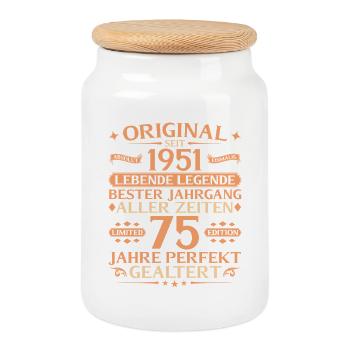 75e anniversaire absolument unique millésime 1951 - Boîte à biscuits avec couvercle en bois - blanc - Devant