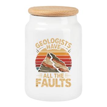 Geologists Have All The Faults Funny Geology - Cookie Jar with Wooden Lid - white - Front