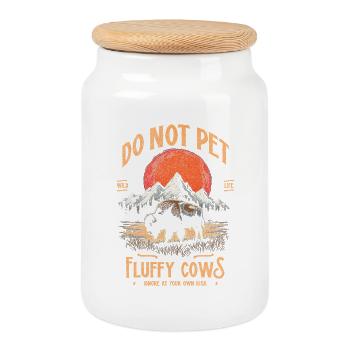 Les bisons vintage ne caressent pas les vaches duveteuses Bizons drôles - Boîte à biscuits avec couvercle en bois - blanc - Devant