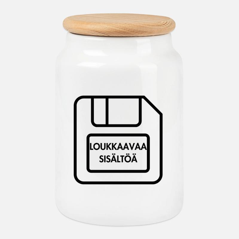 Offensive content - Cookie Jar with Wooden Lid - white