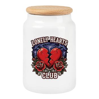 Lonely Hearts Club – Broken Heart Tattoo Design - Cookie Jar with Wooden Lid - white - Front