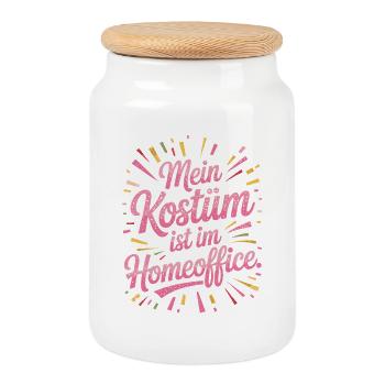 Costume is in the home office carnival carnival office - Cookie Jar with Wooden Lid - white - Front