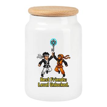 Best Friends Level Unlocked Pixel Ninjas - Keksdose mit Holzdeckel - Weiß - Vorne