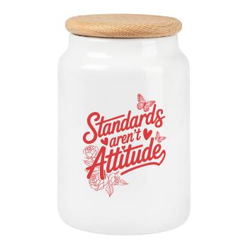 Women's Day Feminism Standards Aren't Attitude - Cookie Jar with Wooden Lid - white - Front