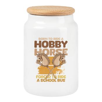 Bus scolaire Hobby Horse - Boîte à biscuits avec couvercle en bois - blanc - Devant