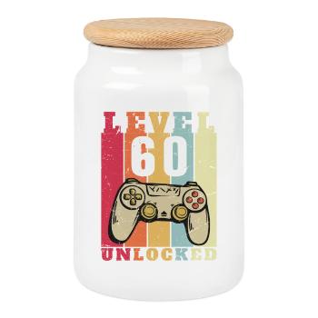 Level 60 Complete 60 Year Anniversary - Cookie Jar with Wooden Lid - white - Front