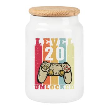 Level 20 Complete 20 Year Anniversary - Cookie Jar with Wooden Lid - white - Front
