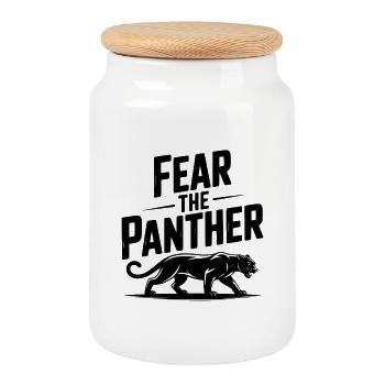 Fear the Panther - Cookie Jar with Wooden Lid - white - Front