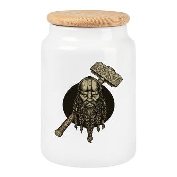 Wikinger Viking Legende Seemann Odin Rabe Kämpfer - Keksdose mit Holzdeckel - Weiß - Vorne