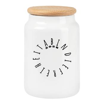 Off to freedom 2026 - Abitur - Matura - Cookie Jar with Wooden Lid - white - Front