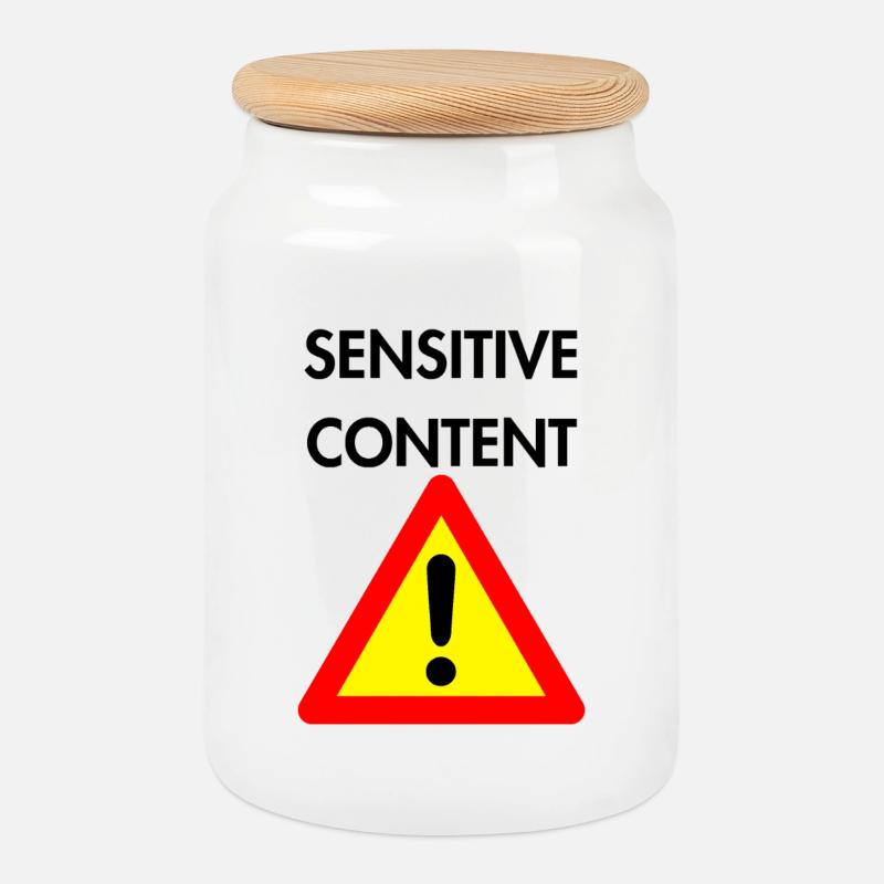 Sensitive Content - Cookie Jar with Wooden Lid - white