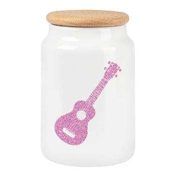 Diamants ukulélé hawaïen - Boîte à biscuits avec couvercle en bois - blanc - Devant
