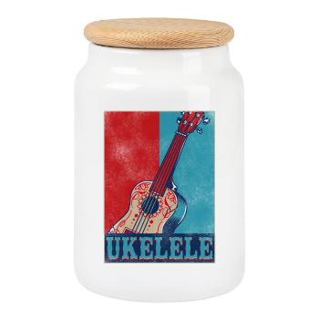Hawaiian Ukulele Uke Retro Vintage - Keksdose mit Holzdeckel - Weiß - Vorne