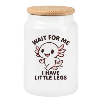 Axolotl disant un mème Humour Petites jambes drôles - Boîte à biscuits avec couvercle en bois - blanc - Devant