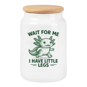 Axolotl disant un mème Humour Petites jambes drôles - Boîte à biscuits avec couvercle en bois - blanc - Devant