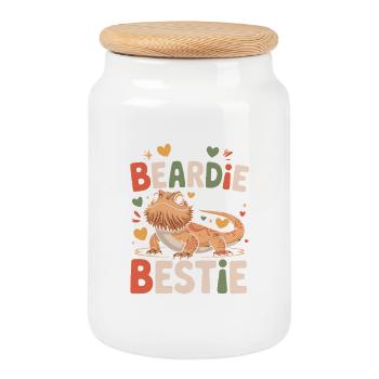My Beardie Is My Bestie Funny Bearded Dragon - Cookie Jar with Wooden Lid - white - Front