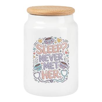 ICU Nurse Sleep Never Met Her Rapid Response Nurse - Keksdose mit Holzdeckel - Weiß - Vorne