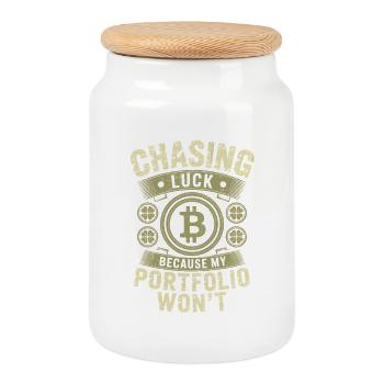 St Patricks Day Chasing Luck Because My Portfolio - Cookie Jar with Wooden Lid - white - Front