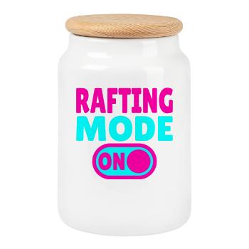 Rafting Mode ON – Whitewater in a rubber dinghy - Cookie Jar with Wooden Lid - white - Front
