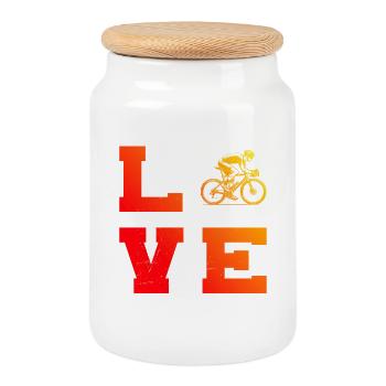 Graphique vélo de route pour vélo de route - Boîte à biscuits avec couvercle en bois - blanc - Devant