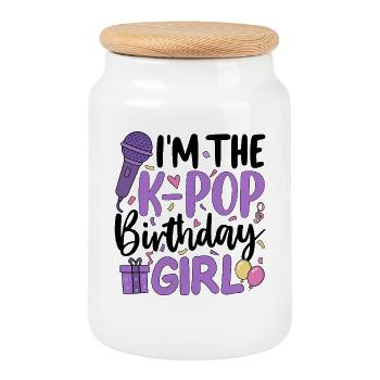 Je suis la fille d’anniversaire de K Pop - Boîte à biscuits avec couvercle en bois - blanc - Devant
