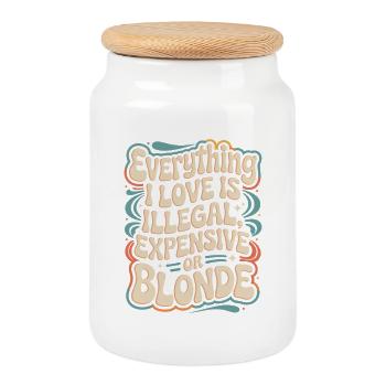 Tout ce que j’aime Illégalement, hommes blonds chers - Boîte à biscuits avec couvercle en bois - blanc - Devant