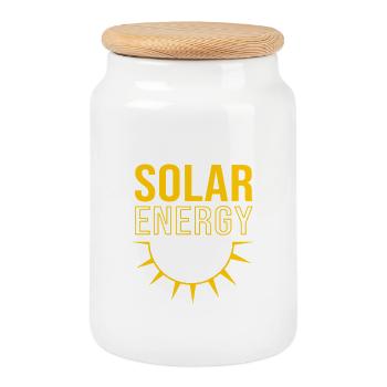 Énergie renouvelable pour cellules solaires photovoltaïques - Boîte à biscuits avec couvercle en bois - blanc - Devant