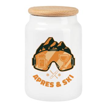 Après & Ski Team Party Outfit - Cookie Jar with Wooden Lid - white - Front