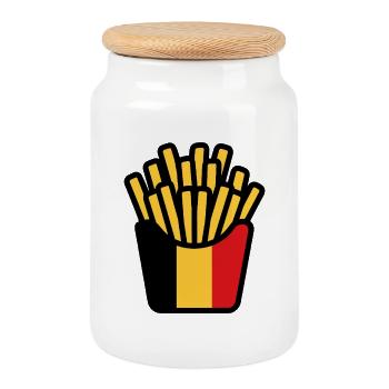 Frites Pop Art Jaune Rouge - Boîte à biscuits avec couvercle en bois - blanc - Devant