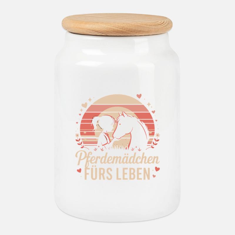 Pferdemädchen fürs Leben Sonnenuntergang - Keksdose mit Holzdeckel - Weiß