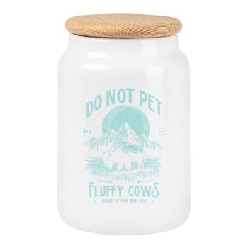 Les bisons vintage ne caressent pas les vaches duveteuses Bizons drôles - Boîte à biscuits avec couvercle en bois - blanc - Devant