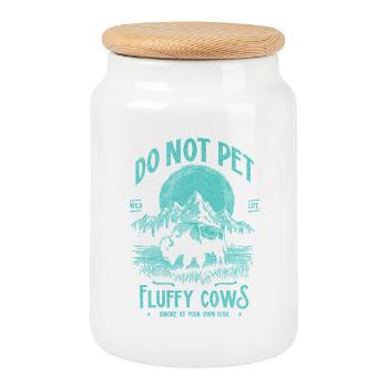 Les bisons vintage ne caressent pas les vaches duveteuses Bizons drôles - Boîte à biscuits avec couvercle en bois - blanc - Devant