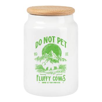 Les bisons vintage ne caressent pas les vaches duveteuses Bizons drôles - Boîte à biscuits avec couvercle en bois - blanc - Devant