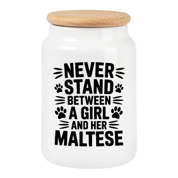 Maltese Sayings Dogs Funny Maltese Gift - Cookie Jar with Wooden Lid - white - Front