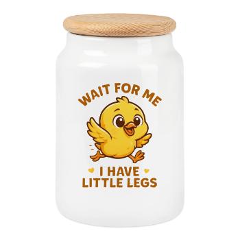 Chick Saying Meme Humor Funny Little Legs - Cookie Jar with Wooden Lid - white - Front