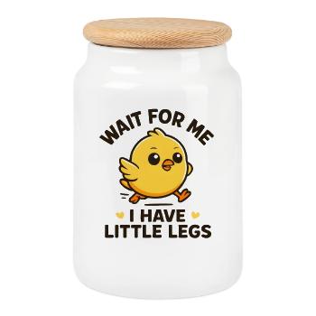 Chick Saying Meme Humor Funny Little Legs - Cookie Jar with Wooden Lid - white - Front