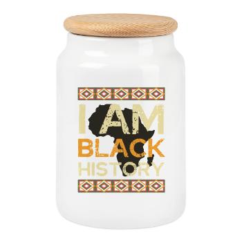 I am Black History - Cookie Jar with Wooden Lid - white - Front
