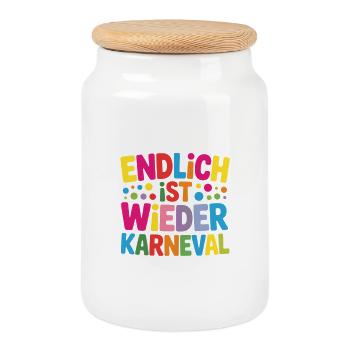 Carnival Costume - Cookie Jar with Wooden Lid - white - Front