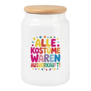 Karneval Kostüm Alle Kostüme waren ausverkauft - Keksdose mit Holzdeckel - Weiß - Vorne