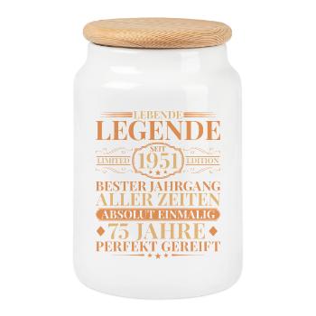 Année de fabrication Né en 1951 75e anniversaire unique - Boîte à biscuits avec couvercle en bois - blanc - Devant