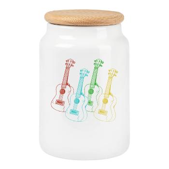 Hawaiian Ukulele Uke Retro Vintage - Keksdose mit Holzdeckel - Weiß - Vorne