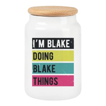 Ich bin Blake und mache Blake Things Retro Colors - Keksdose mit Holzdeckel - Weiß - Vorne
