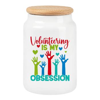 L’appréciation du bénévolat est mon obsession bénévole - Boîte à biscuits avec couvercle en bois - blanc - Devant