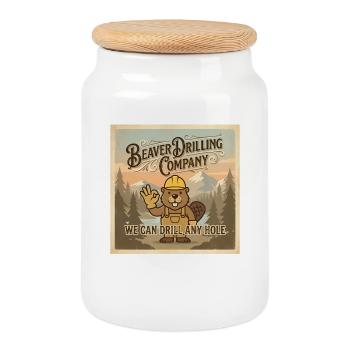 Beaver Drilling Co kann jedes Loch bohren. Schmutz - Keksdose mit Holzdeckel - Weiß - Vorne