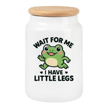 Frog Saying Humor Meme Humor Funny Little Legs - Cookie Jar with Wooden Lid - white - Front