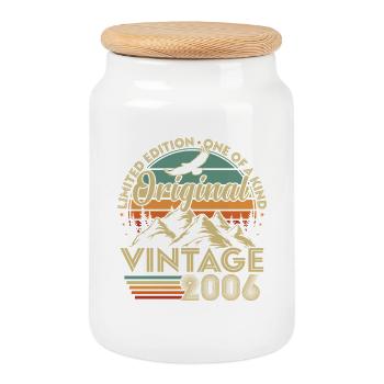 Original 2006 Vintage Vintage Anniversary Rétro - Boîte à biscuits avec couvercle en bois - blanc - Devant