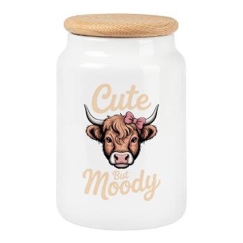 Dictons des Highlands Cattle Cadeau drôle drôle - Boîte à biscuits avec couvercle en bois - blanc - Devant