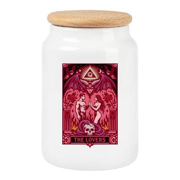 The Lovers | Tarot Gothic | Valentine's Day - Cookie Jar with Wooden Lid - white - Front