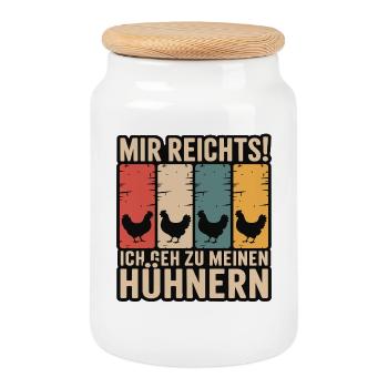 I've had enough - I'm going to my chickens - Cookie Jar with Wooden Lid - white - Front